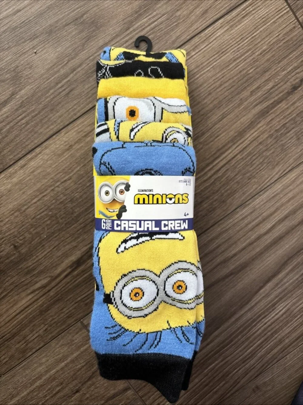 Minions Socks Men's Yellow Casual Crew Socks 6-Pairs Size 8-12 NEW
